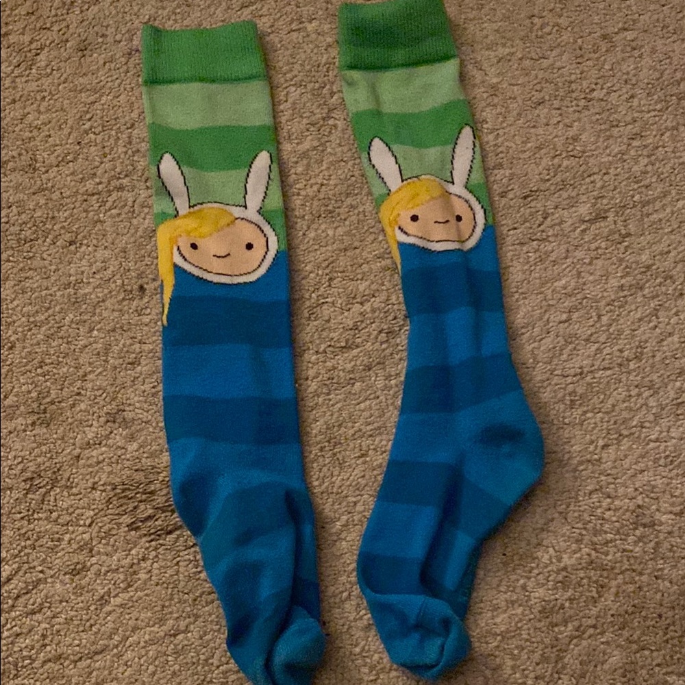 Adventure Time Green and Blue Striped Socks